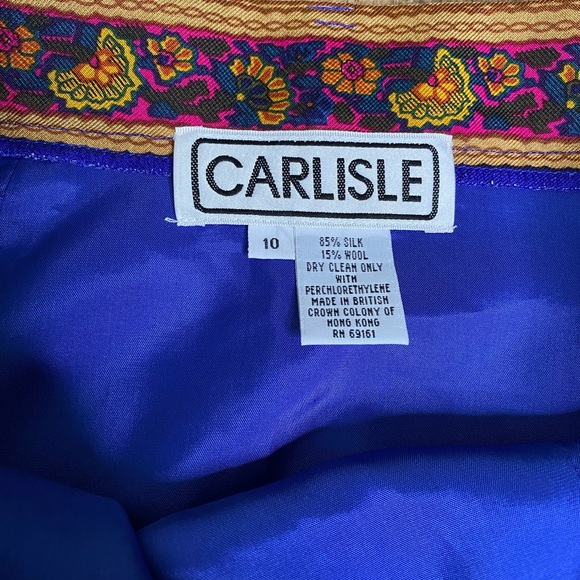 Carlisle Paisley Faux Wrap Skirt Silk wool blend - Picture 3 of 8